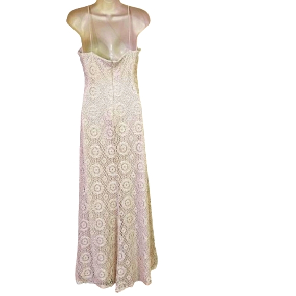 JS Collections Cream w/Gold Fleck Sparkle Sleeveless Crochet Maxi Dress,Size 8 - Picture 10 of 16
